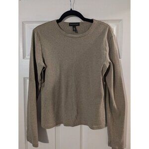 Banana Republic large womens basic tan crew neck long sleeve 100% cotton shirt